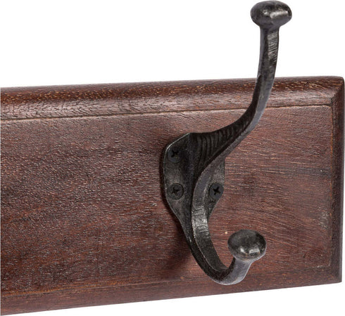 Biscottini-Attaccapanni-da-parete-in-legno-massiccio-e-ferro-forgiato-a-mano-finitura-noce-76x13x22-cm