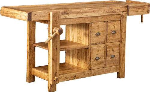 Biscottini Banco da lavoro Country legno massello di tiglio finitura naturale Made in Italy