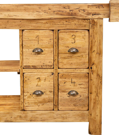 Biscottini Banco da lavoro Country legno massello di tiglio finitura naturale Made in Italy