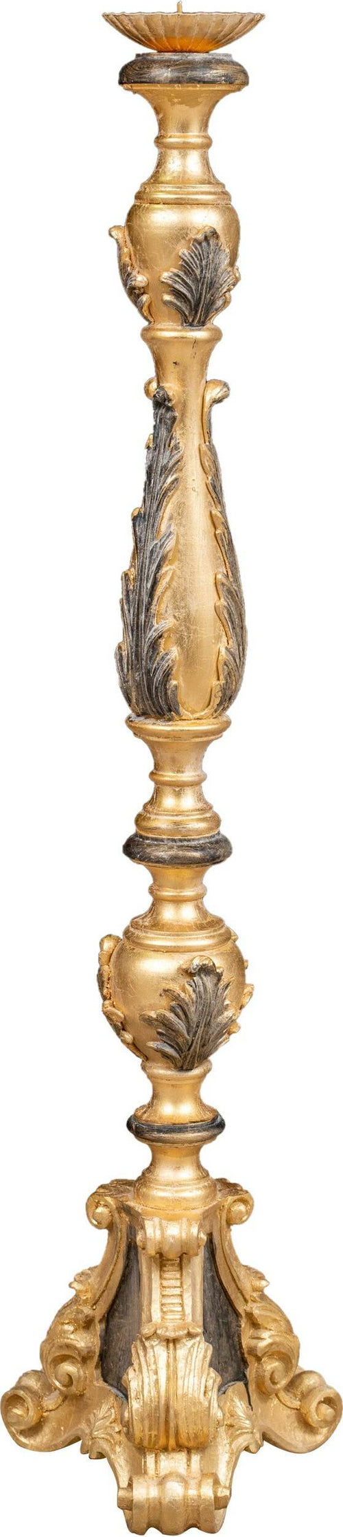 Biscottini-CANDELIERE-IN-LEGNO-FINITURA-FOGLIA-ORO-ANTICATO-E-NERO-MADE-IN-ITALY