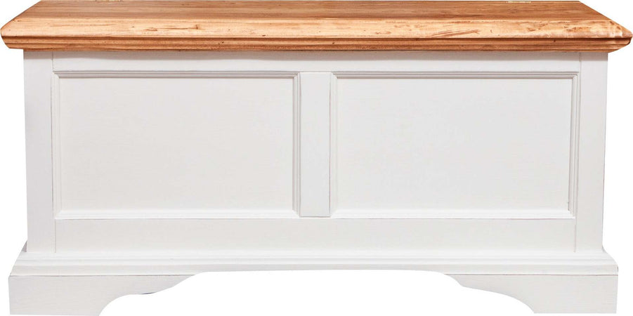 Biscottini-Cassapanca-Country-in-legno-massello-di-tiglio-struttura-bianca-anticata-piano-finitura-naturale-L100xPR38xH48-cm.-Made-in-Italy