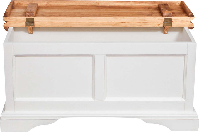 Biscottini-Cassapanca-Country-in-legno-massello-di-tiglio-struttura-bianca-anticata-piano-finitura-naturale-L100xPR38xH48-cm.-Made-in-Italy