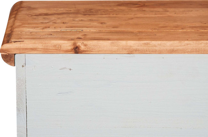 Biscottini-Cassapanca-Country-in-legno-massello-di-tiglio-struttura-bianca-anticata-piano-finitura-naturale-L100xPR38xH48-cm.-Made-in-Italy