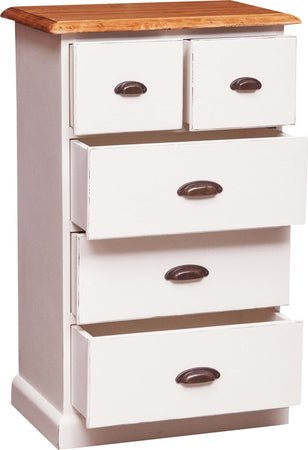 Biscottini-Cassettiera-Country-in-legno-massello-di-tiglio-struttura-bianca-anticata-finitura-naturale-L63xPR41xH100-cm.-Made-in-Italy