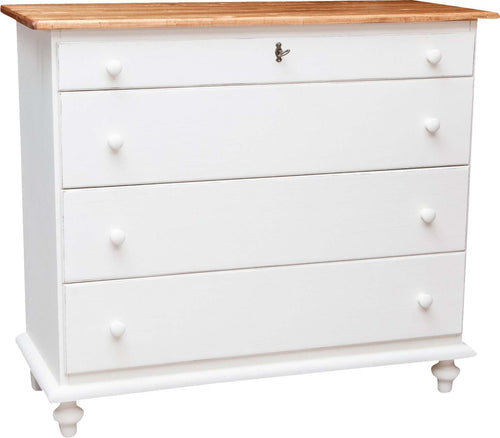Biscottini-Comò-Country-in-legno-massello-di-tiglio-struttura-bianca-anticata-piano-finitura-naturale-L114xPR49xH99-cm.-Made-in-Italy