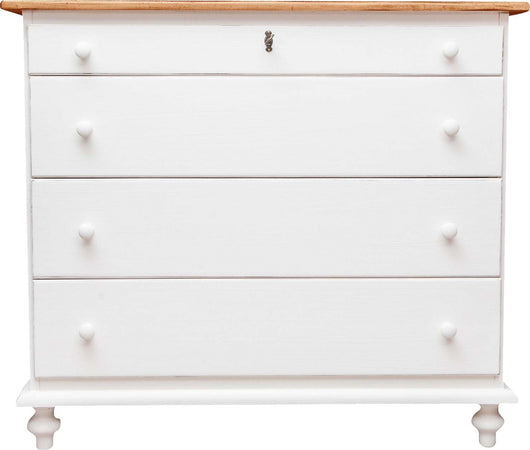 Biscottini-Comò-Country-in-legno-massello-di-tiglio-struttura-bianca-anticata-piano-finitura-naturale-L114xPR49xH99-cm.-Made-in-Italy