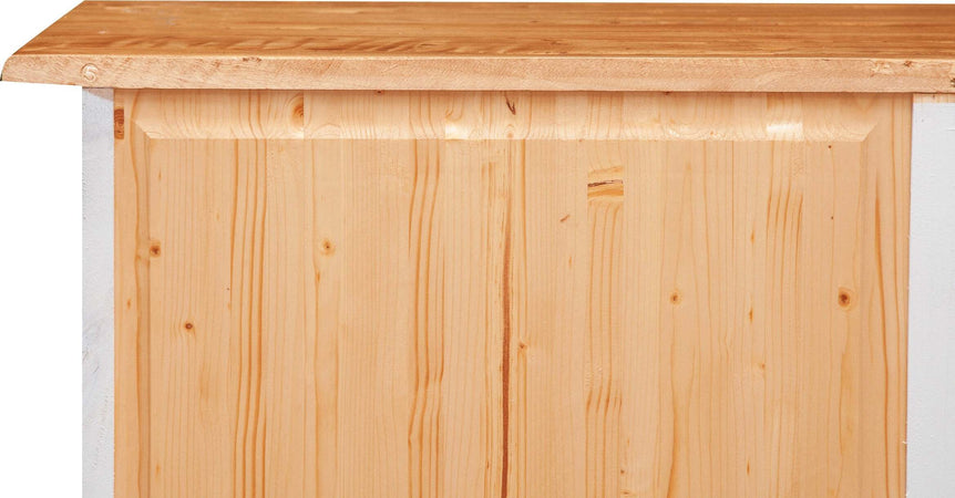 Biscottini-Comò-Country-in-legno-massello-di-tiglio-struttura-bianca-anticata-piano-finitura-naturale-L114xPR49xH99-cm.-Made-in-Italy