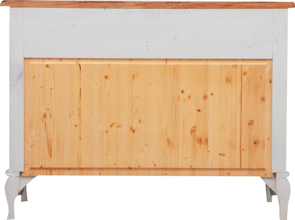 Biscottini-Comò-Country-in-legno-massello-di-tiglio-struttura-bianca-anticata-piano-finitura-noce-L107xPR47xH80-cm.-Made-in-Italy