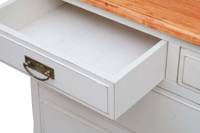 Biscottini-Comò-Country-in-legno-massello-di-tiglio-struttura-bianca-anticata-piano-finitura-noce-L107xPR47xH80-cm.-Made-in-Italy