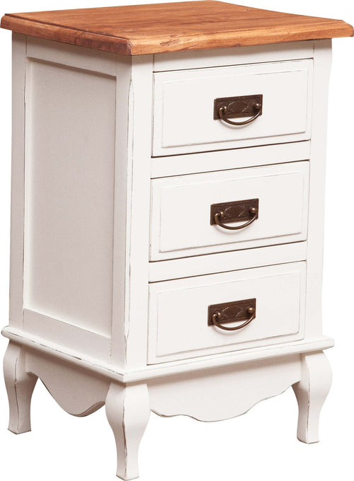 Biscottini-Comodino-cassettiera-Country-in-legno-massello-di-tiglio-struttura-bianca-piano-finitura-naturale-L45xPR36xH70-cm.-Made-in-Italy
