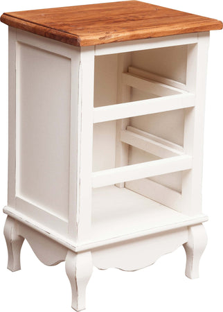 Biscottini-Comodino-cassettiera-Country-in-legno-massello-di-tiglio-struttura-bianca-piano-finitura-naturale-L45xPR36xH70-cm.-Made-in-Italy