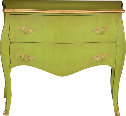 Biscottini-Consolle-in-legno-finitura-verde-smeraldo-anticata