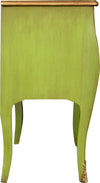 Biscottini-Consolle-in-legno-finitura-verde-smeraldo-anticata