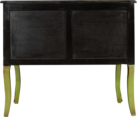 Biscottini-Consolle-in-legno-finitura-verde-smeraldo-anticata