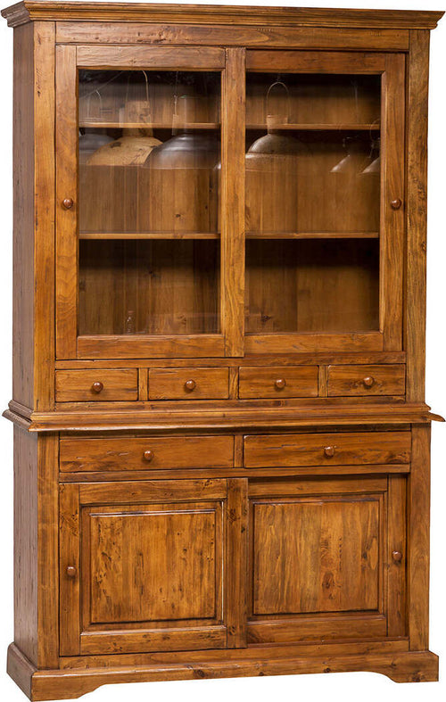 Biscottini-Credenza-Country-in-legno-massello-di-tiglio-finitura-noce-L142xPR50xH225-cm.-Made-in-Italy