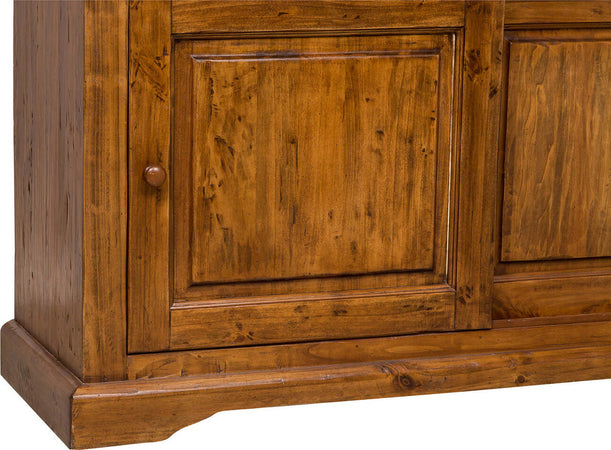 Biscottini-Credenza-Country-in-legno-massello-di-tiglio-finitura-noce-L142xPR50xH225-cm.-Made-in-Italy