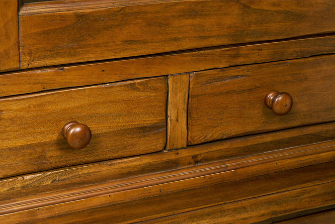 Biscottini-Credenza-Country-in-legno-massello-di-tiglio-finitura-noce-L142xPR50xH225-cm.-Made-in-Italy