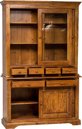 Biscottini-Credenza-Country-in-legno-massello-di-tiglio-finitura-noce-L142xPR50xH225-cm.-Made-in-Italy
