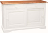 Biscottini-Credenza-Country-in-legno-massello-di-tiglio-struttura-bianca-anticata-piano-finitura-naturale-L142xPR50xH90-cm.-Made-in-Italy