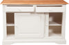 Biscottini-Credenza-Country-in-legno-massello-di-tiglio-struttura-bianca-anticata-piano-finitura-naturale-L142xPR50xH90-cm.-Made-in-Italy
