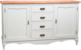 Biscottini-Credenza-Country-in-legno-massello-di-tiglio-struttura-bianca-anticata-piano-finitura-naturale-L160xPR42xH90-cm.-Made-in-Italy