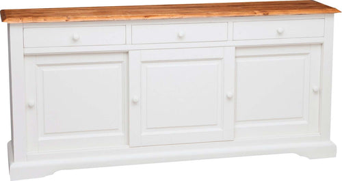Biscottini-Credenza-Country-in-legno-massello-di-tiglio-struttura-bianca-anticata-piano-naturale-L197xPR50xH91-cm.-Made-in-Italy