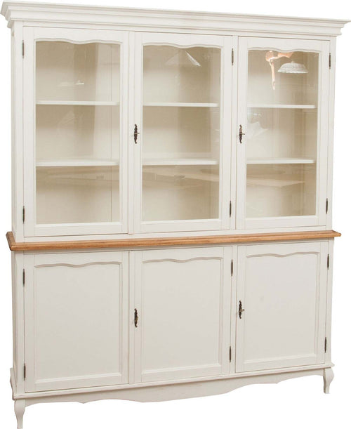 Biscottini-Credenza-in-legno-massello-di-tiglio-struttura-bianca-piano-finitura-naturale-L175xPR41xH207-cm.-Made-in-Italy