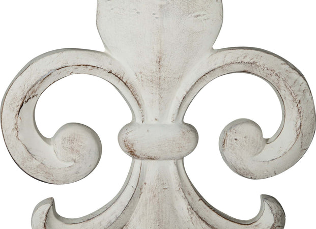 Biscottini-Decoro-a-forma-di-giglio-in-legno-finitura-bianco-anticato-L63xPR6xH48-cm-Made-in-Italy