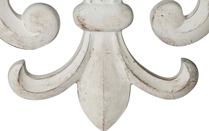 Biscottini-Decoro-a-forma-di-giglio-in-legno-finitura-bianco-anticato-L63xPR6xH48-cm-Made-in-Italy