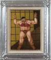 Biscottini-Dipinto-a-mano-olio-su-tela-con-cornice-in-legno-finitura-foglia-argento