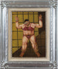 Biscottini-Dipinto-a-mano-olio-su-tela-con-cornice-in-legno-finitura-foglia-argento