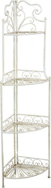 Biscottini-Etagere-ad-angolo,-multifunzione,-richiudibile-in-ferro-battuto-finitura-bianca-anticata-L46xPR32xH155-cm
