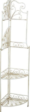 Biscottini-Etagere-ad-angolo,-multifunzione,-richiudibile-in-ferro-battuto-finitura-bianca-anticata-L46xPR32xH155-cm