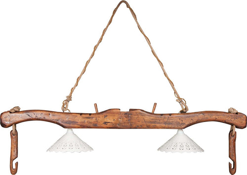 Biscottini-Giogo-lampadario-in-legno-massello-di-tiglio-finitura-noce.Made-in-Italy