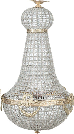 Biscottini-Lampadario-in-fusione-di-ottone-e-gemme-in-cristallo-Diam.-50XH100-cm