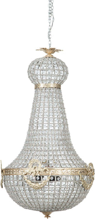 Biscottini-Lampadario-in-fusione-di-ottone-e-gemme-in-cristallo-Diam.-50XH100-cm
