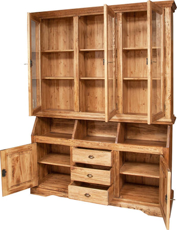 Biscottini-Libreria-Country-in-legno-massello-di-tiglio-finitura-naturale-L172xPR50xH226-cm.-Made-in-Italy