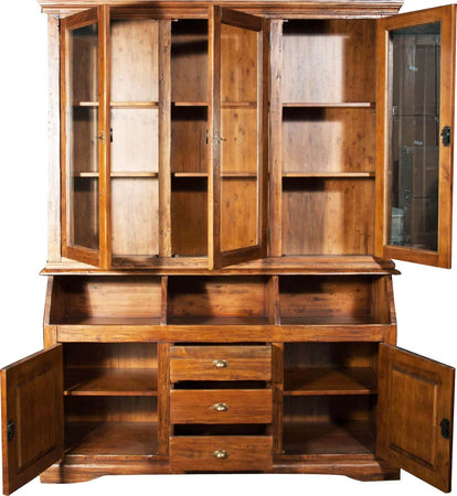 Biscottini-Libreria-Country-in-legno-massello-di-tiglio-finitura-noce-L172xPR50xH226-cm.-Made-in-Italy