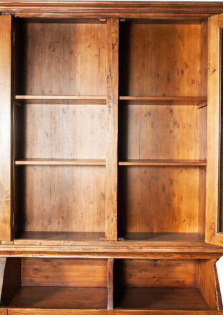 Biscottini-Libreria-Country-in-legno-massello-di-tiglio-finitura-noce-L172xPR50xH226-cm.-Made-in-Italy