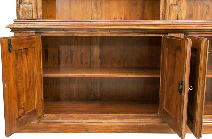 Biscottini-Libreria-Country-in-legno-massello-di-tiglio-finitura-noce-L230xPR47xH235-cm.-Made-in-Italy