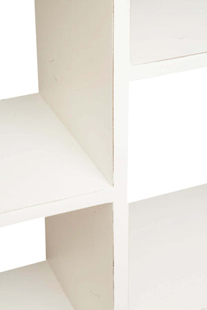 Biscottini-Libreria-in-legno-massello-di-tiglio-finitura-bianca-anticata-L82xPR36xH201-cm.-Made-in-Italy