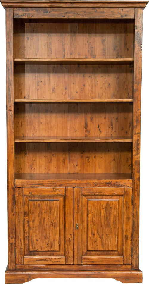 Biscottini-Libreria-in-legno-massello-di-tiglio-finitura-noce-L108xPR38xH211-cm.-Made-in-Italy