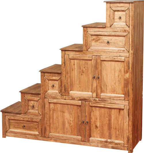 Biscottini-Mobile-cassettiera-a-scala-Country-in-legno-massello-di-tiglio-finitura-naturale---D-Made-in-Italy