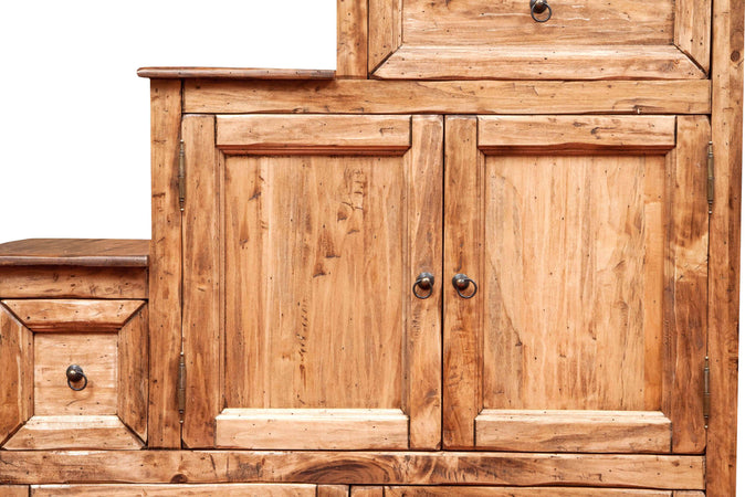 Biscottini-Mobile-cassettiera-a-scala-Country-in-legno-massello-di-tiglio-finitura-naturale---D-Made-in-Italy