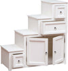 Biscottini-Mobile-cassettiera-scala-legno-massello-di-tiglio-finitura-bianca-anticata-Made-in-Italy