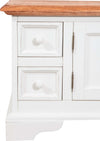 Biscottini-Mobile-porta-tv-Country-in-legno-massello-di-tiglio-struttura-bianca-anticata-piano-finitura-naturale-Made-in-Italy