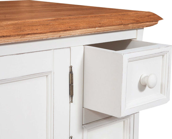 Biscottini-Mobile-porta-tv-Country-in-legno-massello-di-tiglio-struttura-bianca-anticata-piano-finitura-naturale-Made-in-Italy