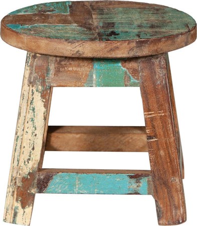 Biscottini-PANCHETTO-ROTONDO-IN-LEGNO-VECCHIO-RICICLATO-DI-TEAK