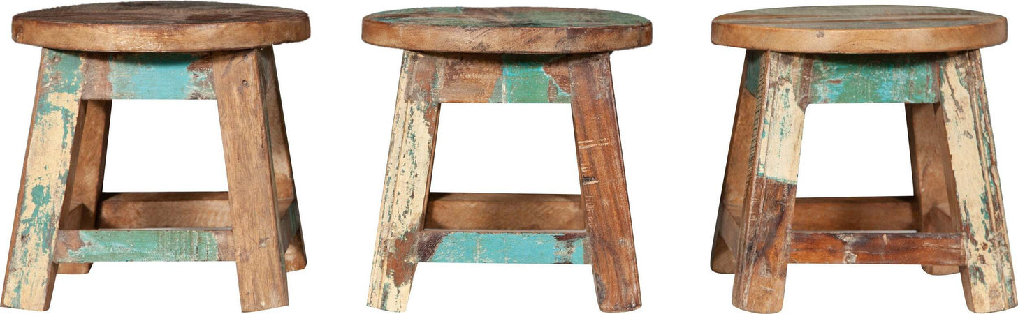 Biscottini-PANCHETTO-ROTONDO-IN-LEGNO-VECCHIO-RICICLATO-DI-TEAK