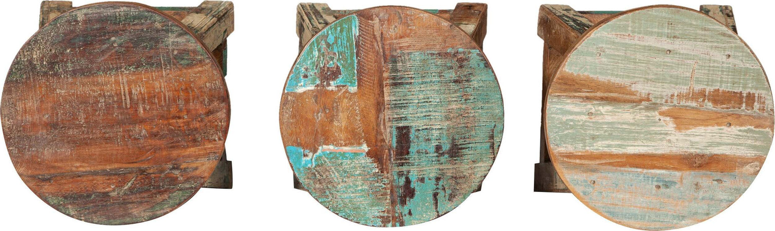 Biscottini-PANCHETTO-ROTONDO-IN-LEGNO-VECCHIO-RICICLATO-DI-TEAK